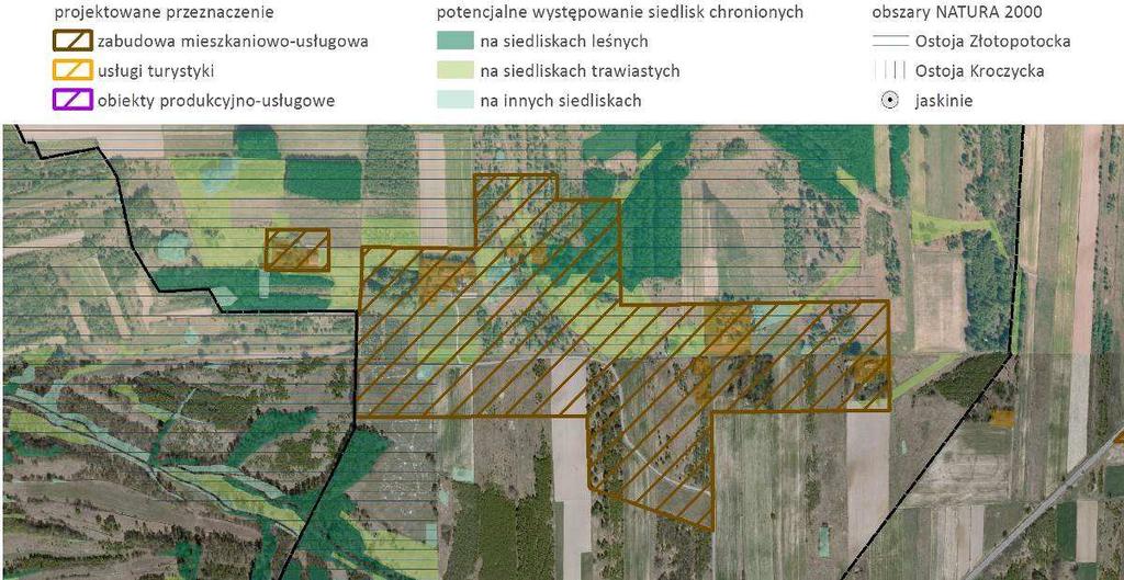 Brzeziny W Brzezinach w okolicach istniejących gospodarstw wskazano obszary pod zabudowę (obszary wskazane we wcześniejszych dokumentach planistycznych).