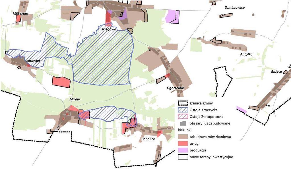 UT3 położone poza obszarem Natura 2000, na których można lokalizować jedynie terenowe urządzenia obsługi ruchu turystycznego Dla potencjalnie szkodliwych przedsięwzięć lokalizowanych w terenach UT2