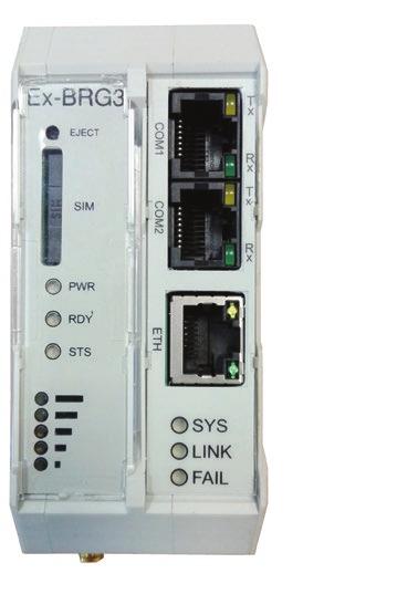 SYSTEMY STEROWANIA I NADZORU Ex-BRG3 Uniwersalny sterownik komunikacyjny ZASTOSOWANIE Widok modułu komunikacyjnego Ex-BRG3 Ex-BRG3 jest urządzeniem przeznaczonym do zapewnienia łączności pomiędzy
