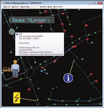 Wspomaga pracę służb nadzoru i eksploatacji sieci. Współpracując z systemem WindEx SCADA WN/SN, umożliwia pełną analizę stanu zasilenia do poziomu miejsca dostarczania energii MDE.