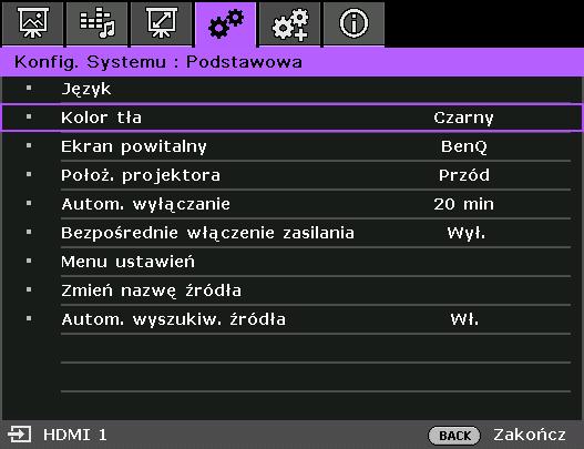 Poniżej omówione jest menu Zaawans.