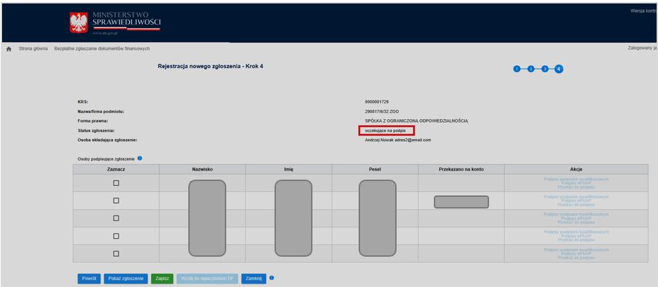 Dodanie, usunięcie dokumentu lub zmiana oświadczenia osoby zgłaszającej ponownie zmienia status zgłoszenia na w trakcie edycji i wymaga ponownej weryfikacji zgłoszenia.