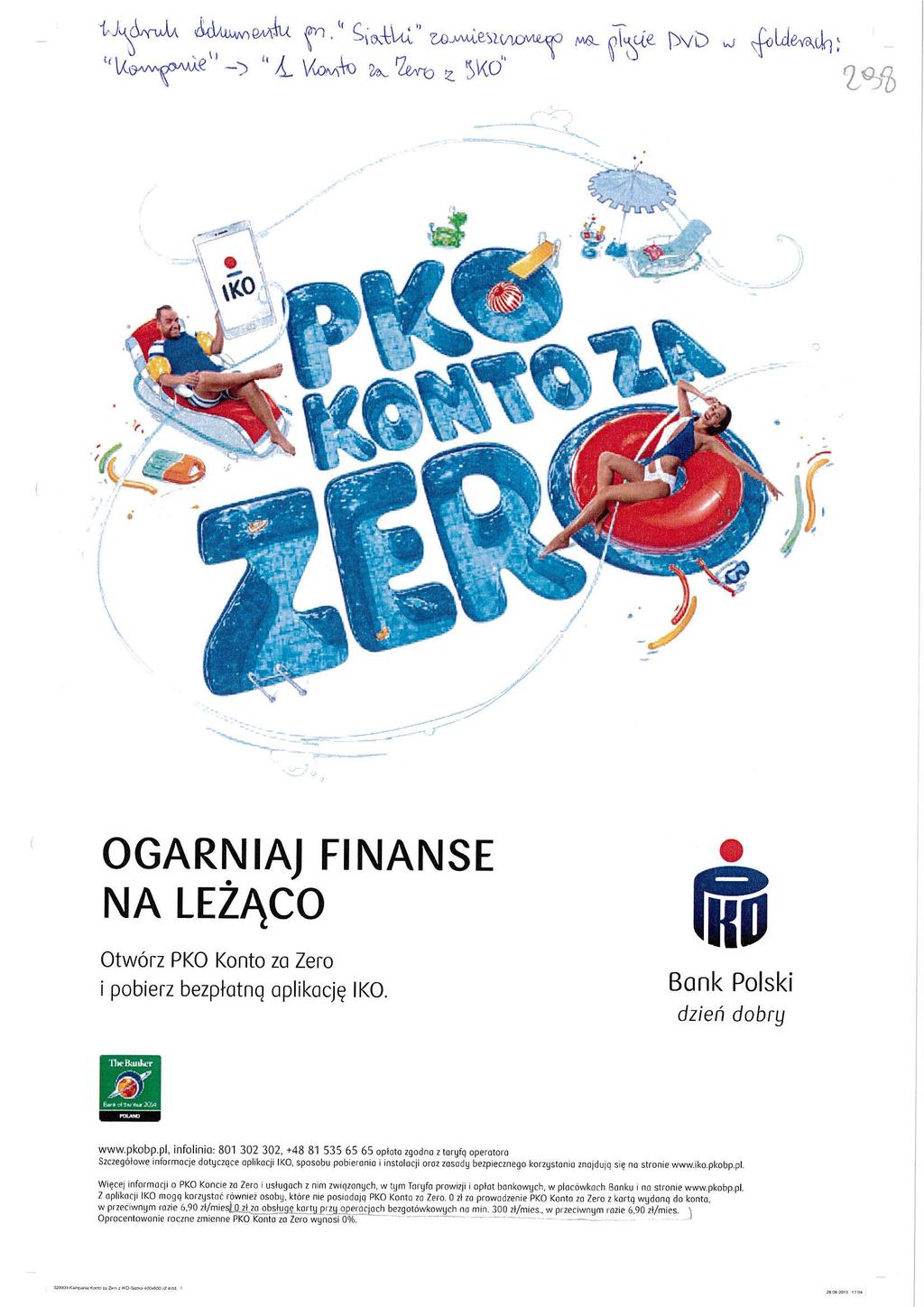 Siatka wielkoformatowa dotycząca produktu PKO Konto za Zero umieszczona na 33 placówkach