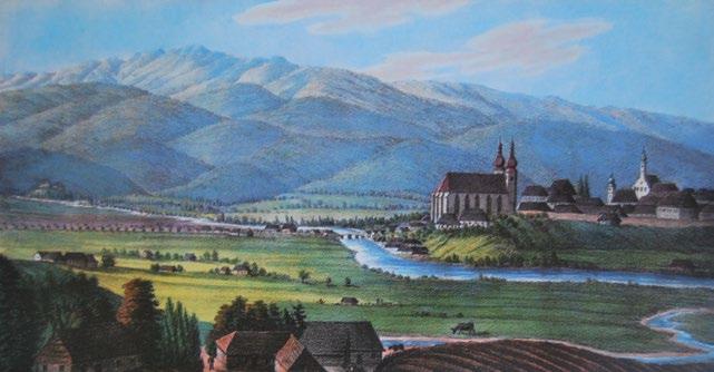 Panorama Nowego Sącza, 1820 r., rys. E. Kronbach, ze zbiorów Muzeum Tatrzańskiego w Zakopanem całą Małopolskę.