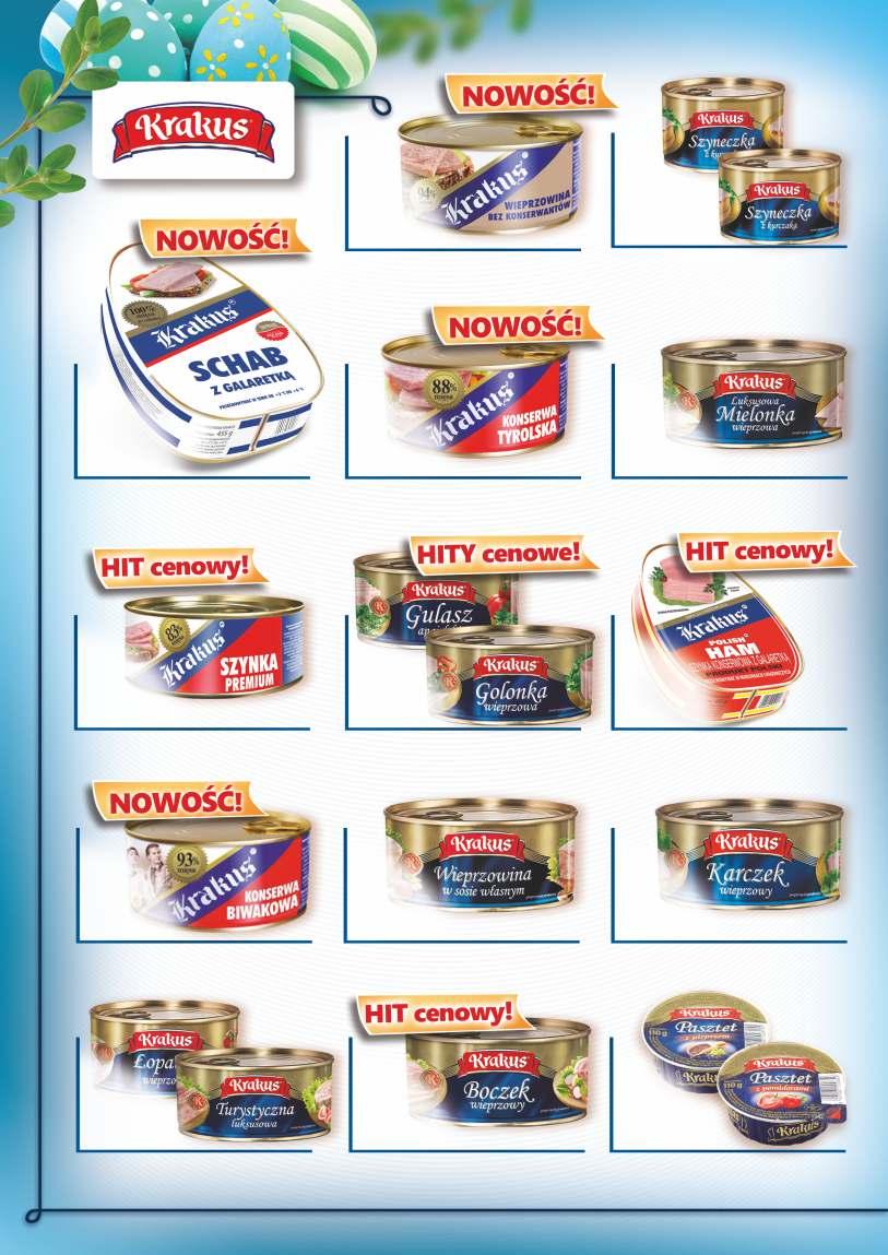 4,71/brutto 4,49 Wieprzowina bez konserwantów 300g 2,68/brutto 2,55 Szyneczka z kurczaka 160g 9,44/brutto 8,99 Schab z galaretką 455g 4,61/brutto 4,39 Konserwa tyrolska 300g 4,71/brutto 4,49
