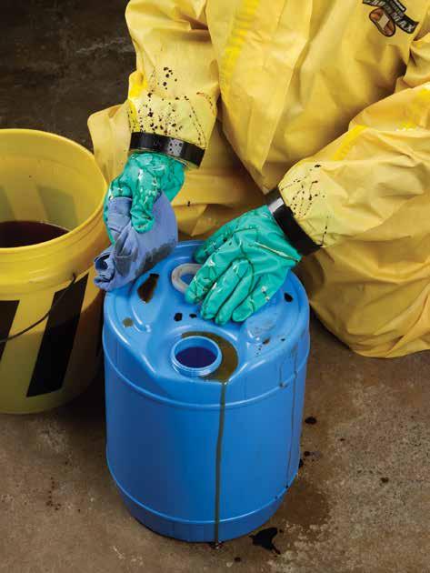 System mocowania rękawic Push-Lock Przetestowany jako Typ 3 z kombinezonami ChemMax 1, 2,3 i 4 Unikalny system mocowania rękawic chemicznych do rękawów kombinezonów ChemMax.