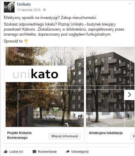 Kampanie reklamowe Dla klienta, który budował budynek mieszkalny w centrum Katowic zaplanowaliśmy i przygotowaliśmy kampanię reklamową w Internecie przy wykorzystaniu narzędzi Google AdWords oraz