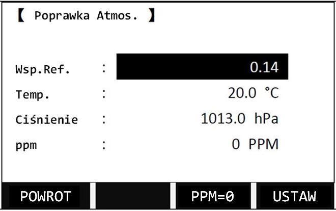 Ustawienie temperatury i ciśnienia Prędkość światła w powietrzu zależy od temperatury i ciśnienia powietrza w miejscu pomiaru.