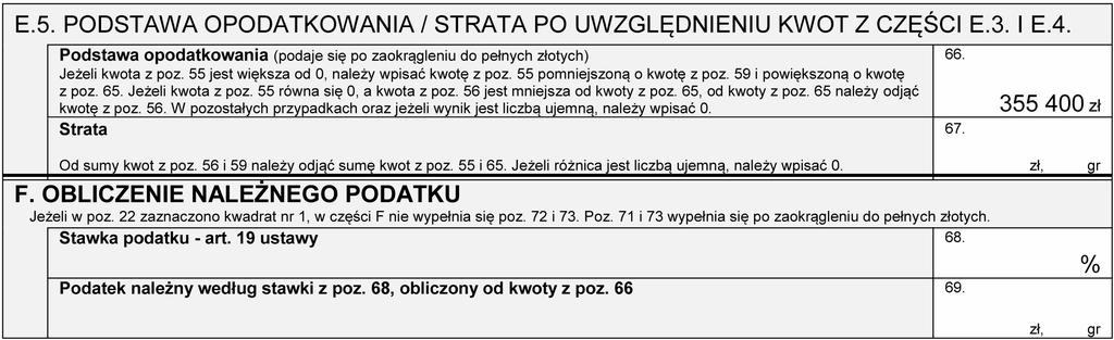 prawnych jaką powinno wykazać w pozycji 69. przedsiębiorstwo które nie jest małym podatnikiem i prowadzi działalność gospodarczą od dwóch lat.