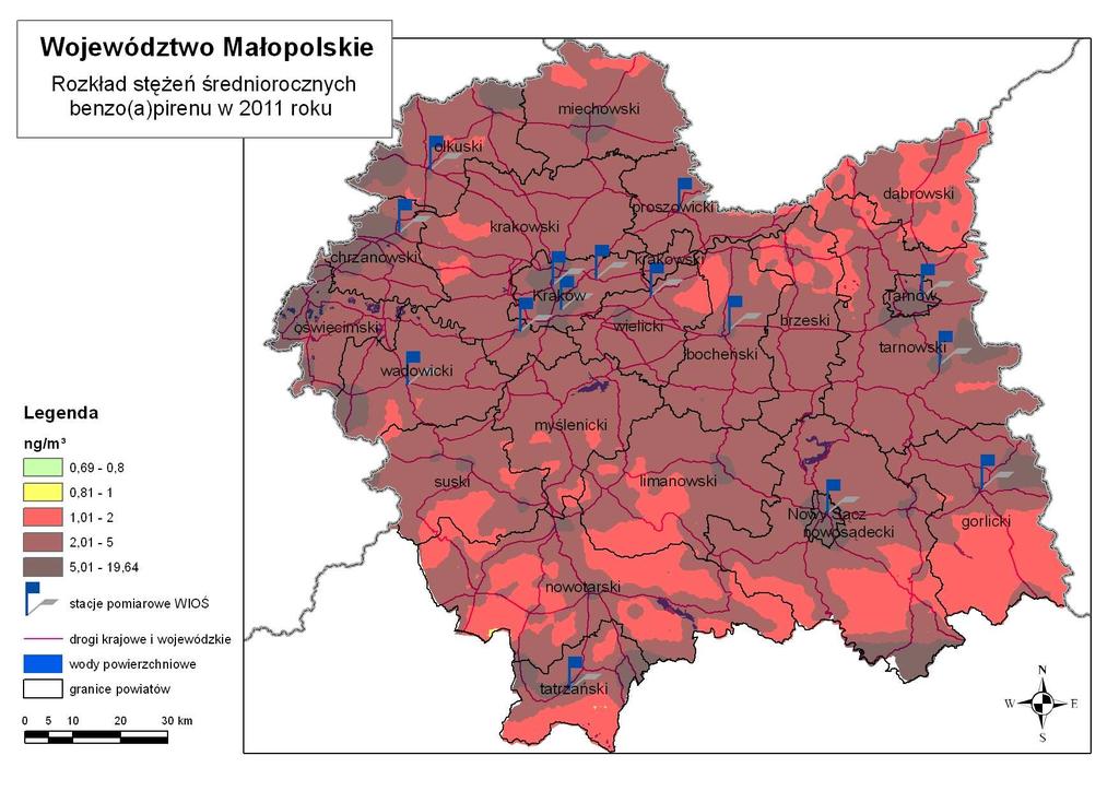 Rozkład udziału poszczególnych grup źródeł emisji na obszarach przekroczeń stężeń średniorocznych pyłu PM10. [źródło: Program ochrony powietrza dla województwa małopolskiego]. Rysunek 2.