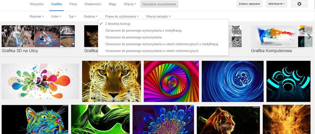 GOOGLE GRAFIKA wyszukiwarka pozwalająca