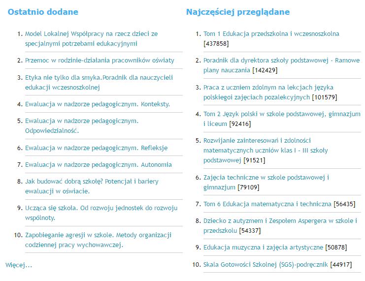 BIBLIOTEKA CYFROWA OŚRODKA ROZWOJU EDUKACJI gromadzi i udostępnia materiały i publikacje opracowane w