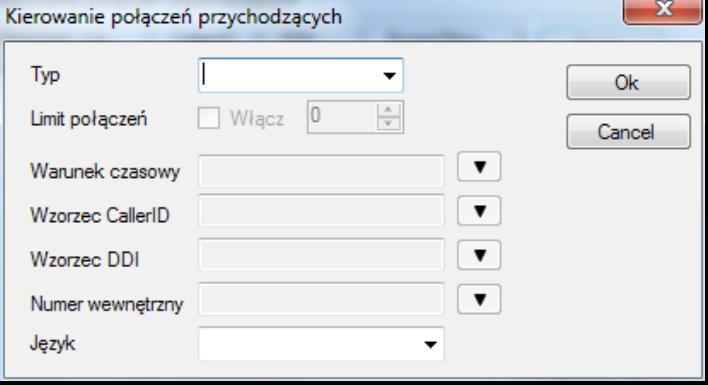 jakie otrzyma z centrali nadrzędnej po łączach zewnętrznych. W celu dodania reguły naciskamy przycisk Dodaj. Ukaże się nam okno pokazane na rys.