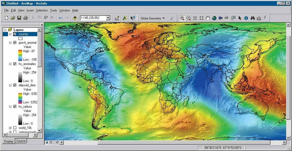 Geoida jest zbliżona do elipsoidy obrotowej, odbiega jednak od niej miejscami