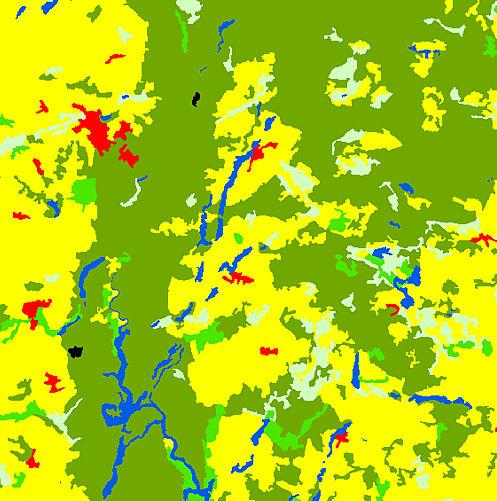 (411) tereny zurbanizowane (112, 121) wody (512) MAPA KRAJOBRAZOWA -jednostka - geokompleks opisany cechami trzech komponentów np.