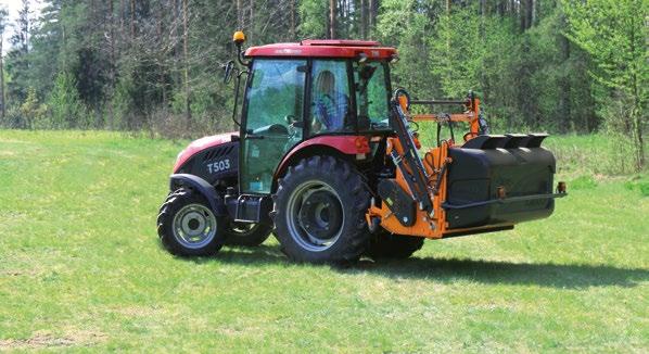 Wyposażanie standardowe: Hydrauliczny wysyp Automatyczny naciąg pasów Regulacja wysokości koszenia za pomocą wału kopiującego Blachy ochronne (IBIS z osłoną gumową) Przednie koła kopiujące (opcja w