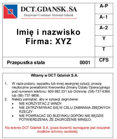 Załącznik nr 4 do Instrukcji ruchu osobowego, materiałowego oraz pojazdów na terenach