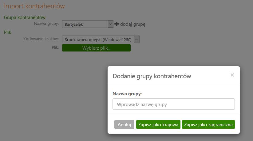 dyspozycji: Hasło logowania (tylko import przelewów), to nie będzie mógł importować, dodawać, modyfikować kontrahentów).