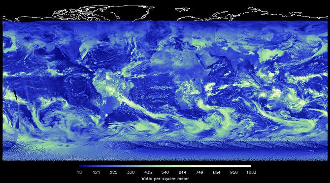 Bilans energetyczny Ziemi Czujnik: Clouds and Earth's Radiant Energy System (CERES).
