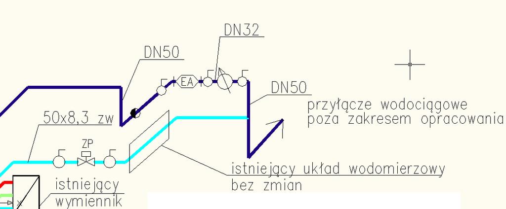 Wspomaganie komputerowe w projektowaniu instalacji Fragment rysunku AutoCad