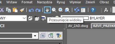 Przesunięcie widoku - poruszanie się po rysunku Łapka do przesuwania i poruszania się