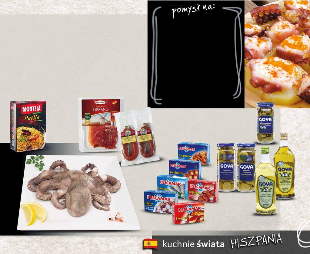Ośmiornica po galicyjsku Składniki: 1 mrożona ośmiornica, ok. 6 ziemniaków oliwa słodka papryka w proszku RYŻ PAELLA 500 G 37117421 4 29 z VAT 4.51 Przygotowanie: Ośmiornicę rozmrozić, umyć, osuszyć.