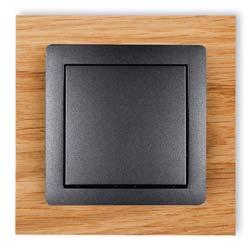 switch ramka dąb + łącznik jednobiegunowy grafitowy / oak frame + graphite single pole switch Ramki uniwersalne z efektem drewna { Universal frames with wood effect }