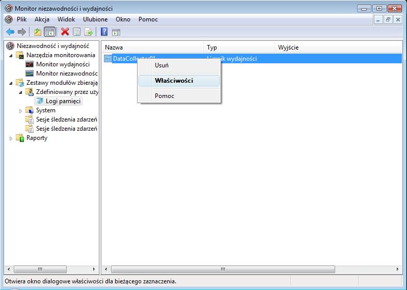 przyciskiem myszy na dane Collector01> Właściwości.