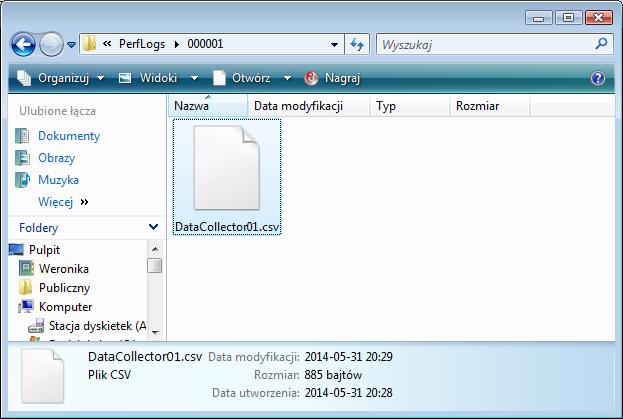 Kliknij dwukrotnie plik tekstowy DataCollector01.