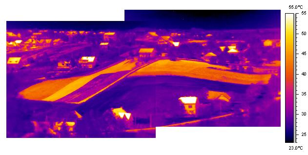 Thermogram over the test area (registration at six o`clock a. m.) Rys. 3.