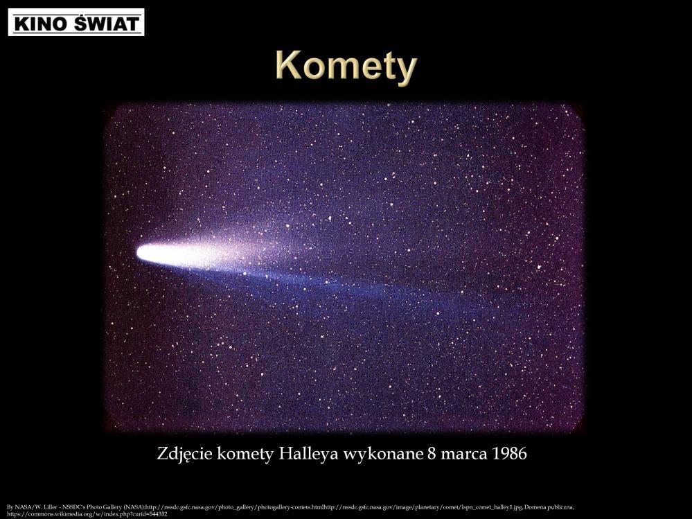 Komety to małe ciała niebieskie poruszające się wokół Słooca po bardzo wydłużonych orbitach. W miarę zbliżania się do Słooca komety stopniowo zwiększają swoją jasnośd na ziemskim niebie.