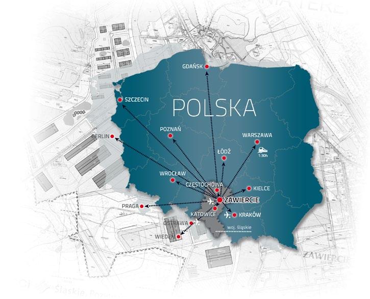 01 Potencjał gospodarczy Potencjał gospodarczy lokalizacja / LOCATION Zawiercie położone jest w północno-wschodniej części województwa śląskiego, na terenie subregionu centralnego (NTS 3).