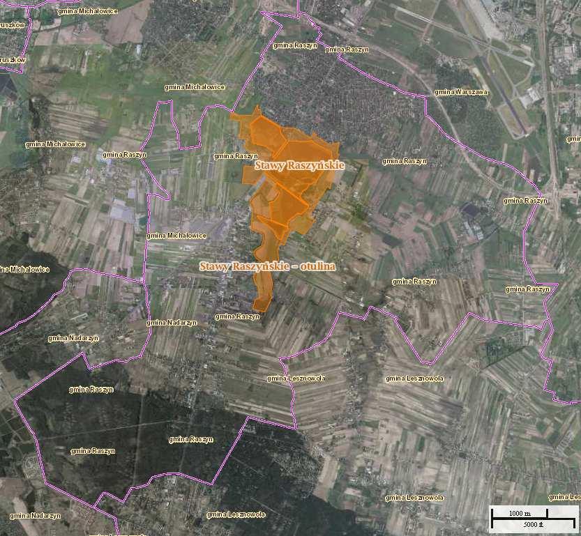Program Ochrony Środowiska dla Gminy Raszyn Green Key powierzchni 12,92 km 2, jest zlewnią cząstkową i obejmuje grunty wsi: Raszyn, Falenty, Falenty Duże, Nowe Falenty, Godebszczyzna, Laszczki,