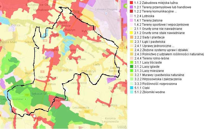 Green Key Program Ochrony Środowiska dla Gminy Raszyn Ryc. 4. Użytkowanie terenu w Gminie Raszyn Źródło: dane z serwisu Corine Land Cover Tabela 4.