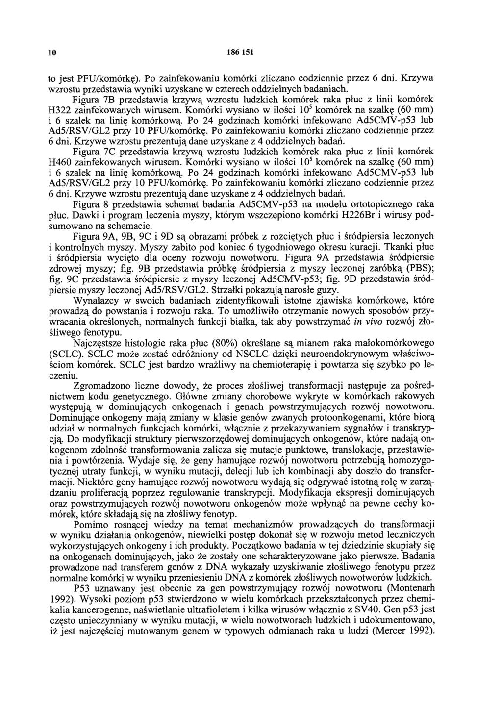 10 186 151 to jest PFU/komórkę). Po zainfekowaniu komórki zliczano codziennie przez 6 dni. Krzywa wzrostu przedstawia wyniki uzyskane w czterech oddzielnych badaniach.