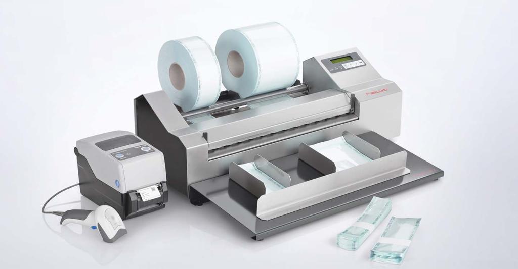 Pouchmaker - urządzenie do automatycznego wytwarzania torebek sterylizacyjnych hm 8000 AS-V SealCut - 61600 umożliwia zgrzewanie rękawów papier/folia oraz Tyvek/folia, zarówno płaskich jak i z fałdą.
