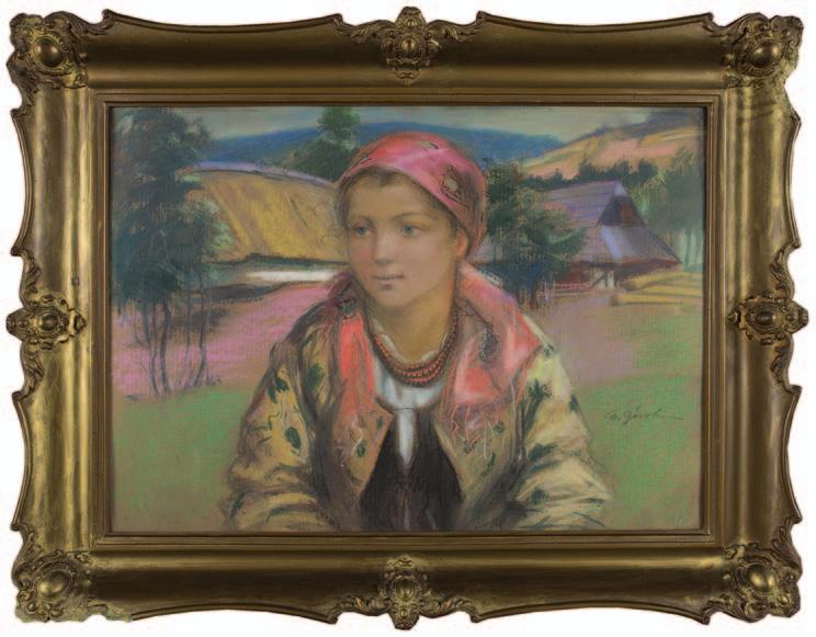 15. Stanisław górski (1887-1955) Portret GóRAlKi na tle PejzAżU Pastel, papier, 48 x 68,5 cm, sygn. p.d.: st.