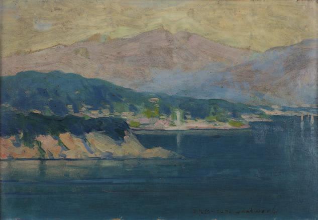 34. bronisława RYchtER-jAnOWSKA (1868-1953) PejzAż olej, tektura, 16 x 23 cm, sygn. p.d.: rychter janowska 5.
