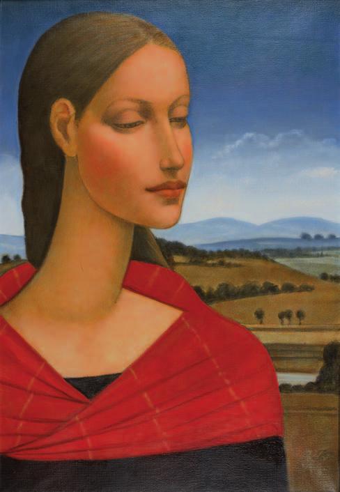 57. Roman ZAKRZEWSKI (1955-2014) Portret KoBiety olej, płótno, 53,5 x 37 cm, sygn. na odwrocie: r. zakrzewski 2014 olej 7.