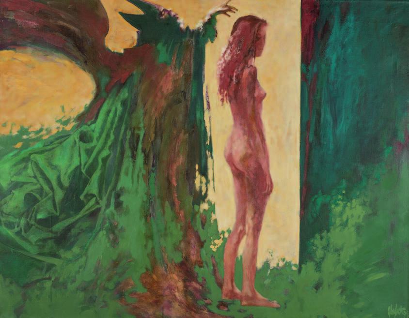62. Zbylut grzywacz (1939-2004) zielony olej, płótno, 92 x 120 cm, sygn. p.d.: zbylut 99; na odwrocie zbylut Grzywacz zielony z cyklu; 9 obrazów1994-98/99 28.