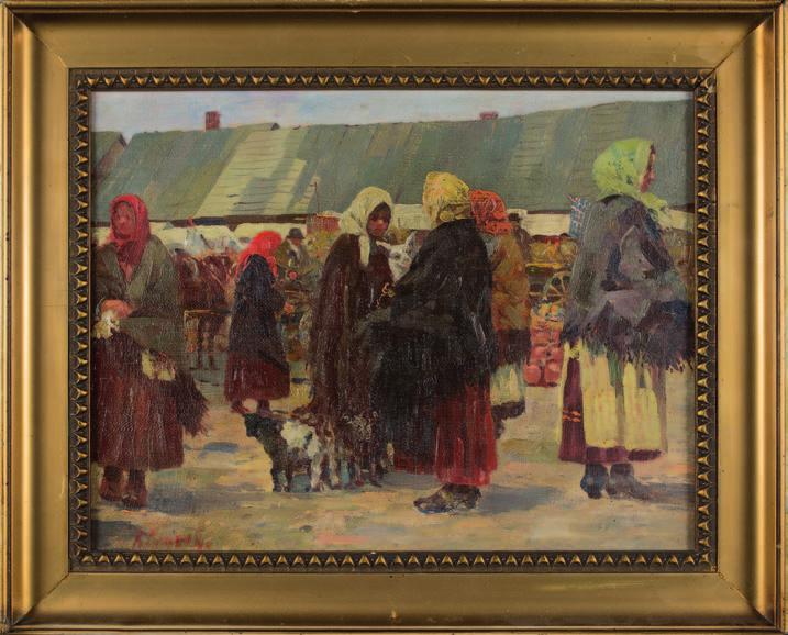 5. Frantisek mrazek (1876-1933) na targu olej, płótno, 24,5 x 32cm, sygn. l.d.: F. mrazek 5.900,- malarz, rysownik. studia w AsP w Krakowie.