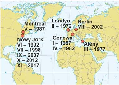 232 Ewa Wolnicz-Pawłowska Ryc. 1. Miejsca Konferencji ONZ w sprawie Standaryzacji Nazw Geograficznych (oprac. M. Zych) waną informacją (zob. Literatura).