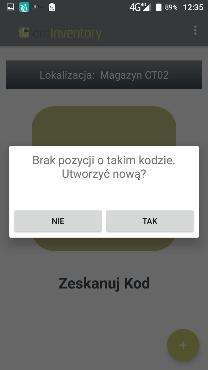 Dodawanie nowych pozycji automatycznie. Jeżeli chcesz dokonać inwentaryzacji pozycji skorzystaj z przycisku skanera. Skieruj wiązkę skanera na kod kreskowy na przedmiocie inwentaryzacji.