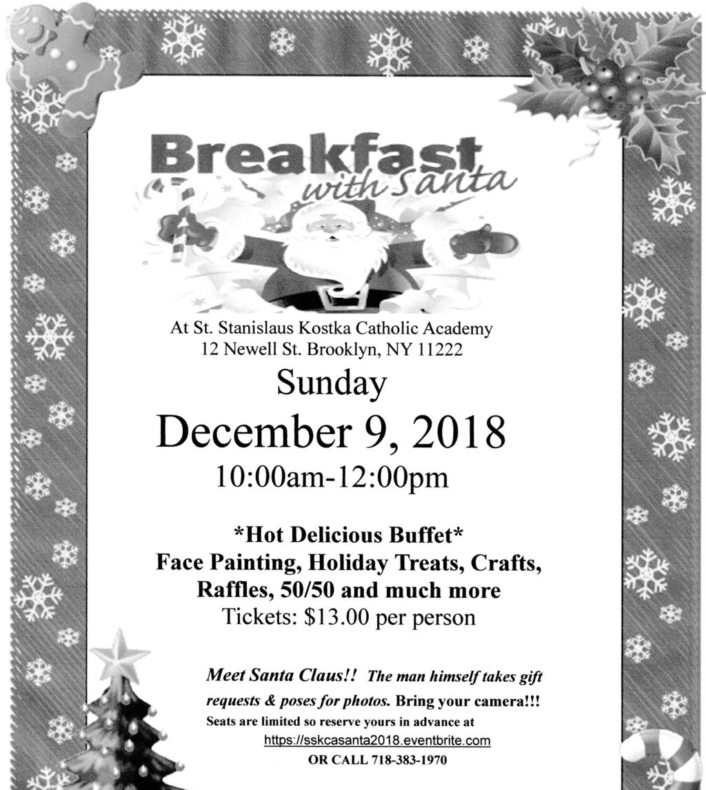 December 9, 2018 Page 5 HOUR CHILDREN This weekend (DEC 8-9), there will be a Christmas Tree near the altar with paper stars indicating the types of gifts needed for the children of Hour House