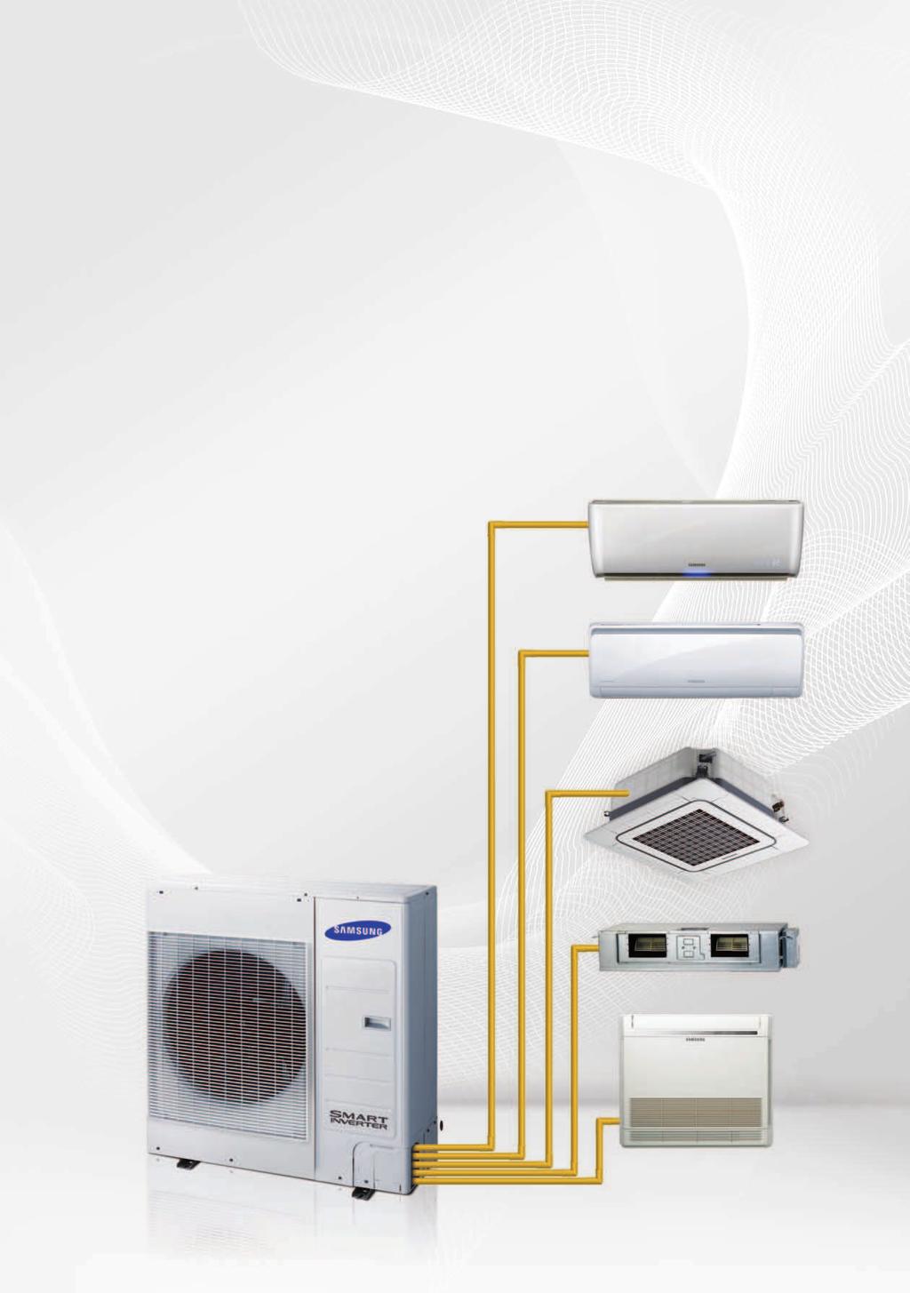 Systemy klimatyzacji SAMSUNG serii FJM to seria urządzeń typu multi inverter z możliwością podłączenia do 5 jednostek wewnętrznych dowolnego typu.