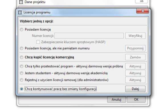 Uruchomienie programu Po uruchomieniu, program zapyta o licencję.