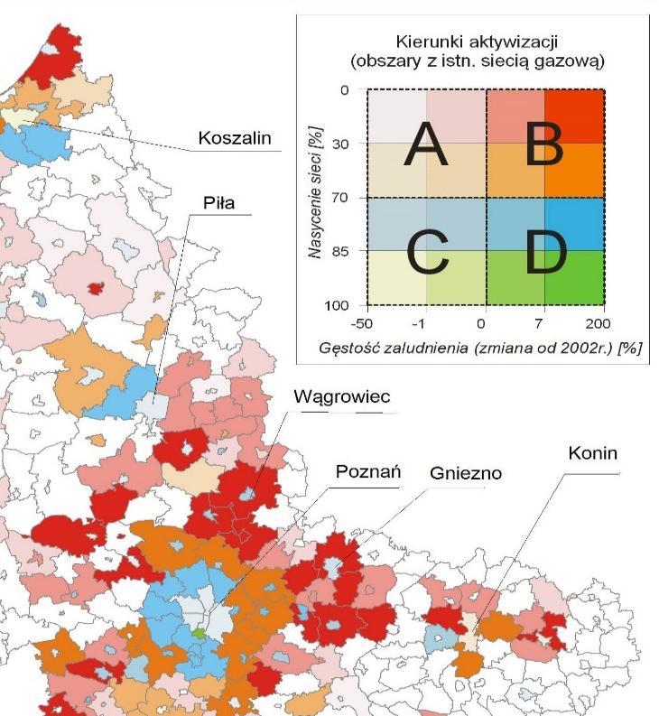 klientów lub/i aktywizacji nieczynnych przyłączy na istniejących sieciach w strefach dystrybucyjnych - obszar B, (ii) kierunek dalszej rozbudowy sieci gazowej w obszarach tzw.