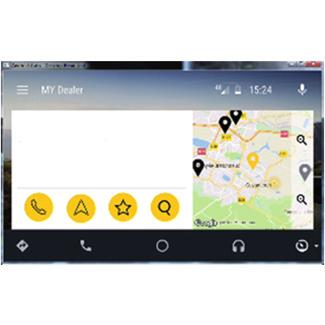 MY RENAULT (5/5) Garage RENAULT 78280 GUYANCOURT My Renault w Android Auto Ta funkcja umożliwia dostęp do aplikacji My Renault zgłoszenie w Android Auto i wyświetlanie następujących informacji na