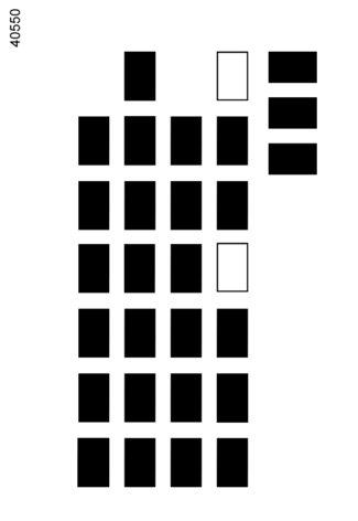 BEZPIECZNIKI (2/2) Numer Przeznaczenie Numer Przeznaczenie 1 2 3 4 5 6 7 8 9 10 11 12 13 14 15 16 17 18 19 20 21 22 23 24 25 26 27 28 29 1 Pompa paliwowa 2 Nieużywana 3 Wentylator w kabinie 4
