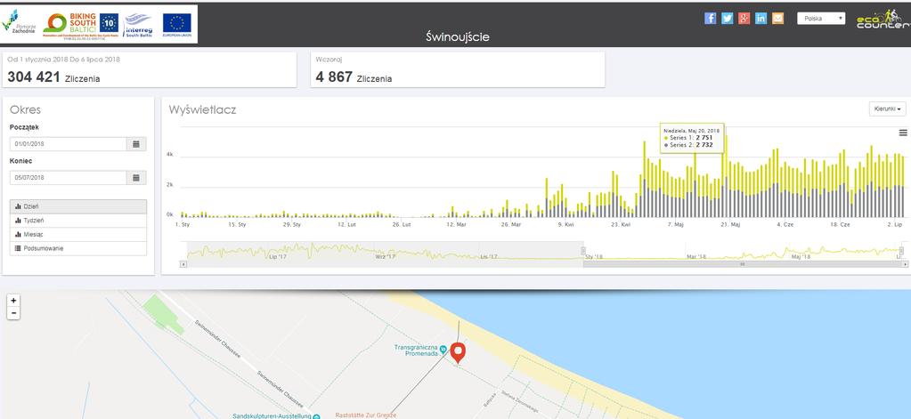 Licznik ruchu rowerowego realizacja spójnej koncepcji sieci tras rowerowych od 2015 roku Misja - promocja turystyki rowerowej na Pomorzu Zachodnim Główny cel -